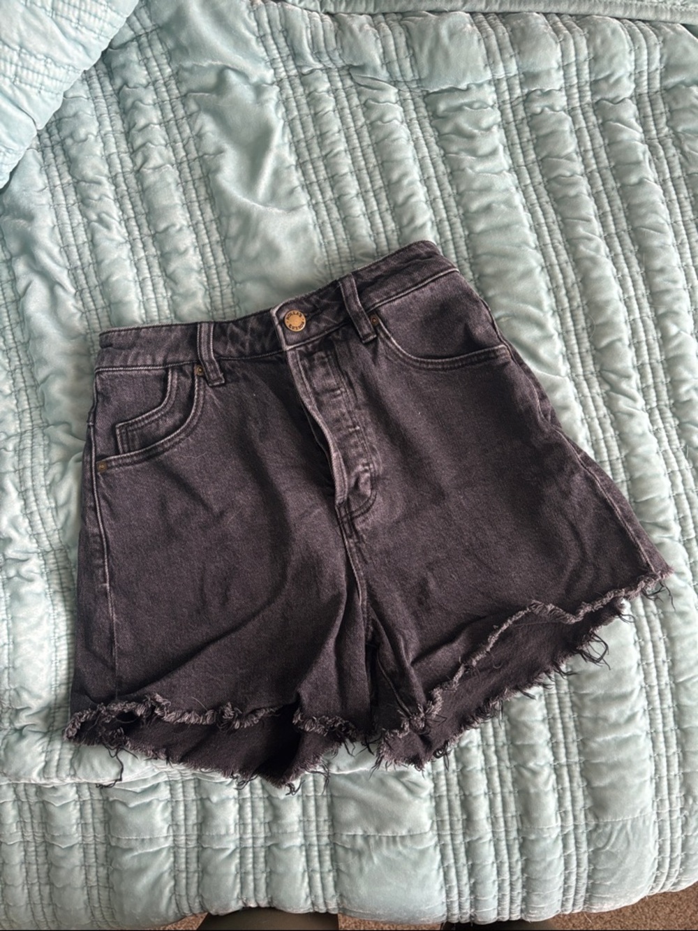 ROLLA'S Black Frayed Hem Denim Shorts
